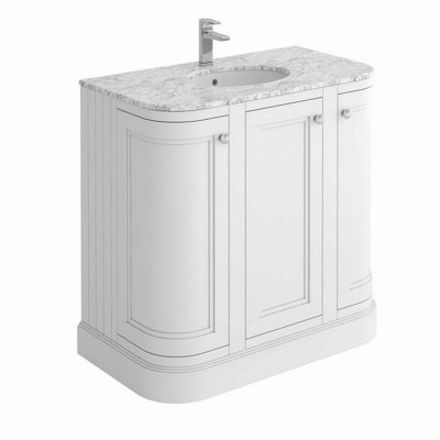 Plum&clay Fairmont Traditional Curved White Floor Standing Vanity Unit With Ceramic Basin & Marble Top (W)900mm - image 1