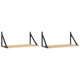 Berkfield Wall Shelves 2 Pcs Sonoma Oak 60X25X25.5 Cm Engineered Wood - thumbnail 2