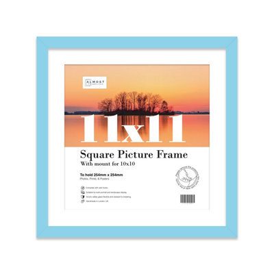 "11X11"" Light Blue Picture Frame - 11X11"" Square Frame With 10X10"" Mount For 11X11""/10X10"" Pictures Moderrn Style Thin Edge, 1 Pack" - image 1