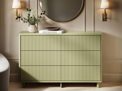 Solace+Co Velmor Ribbed Chest Of 6 Drawers Olive Green - image 1