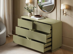 Solace+Co Velmor Ribbed Chest Of 6 Drawers Olive Green - thumbnail 3