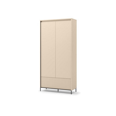 Arte Trend 2 Hallway Cabinet 101Cm - Beige & Black With Led Lighting, Hanging Rail & Drawer - image 1
