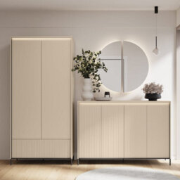 Arte Trend 2 Hallway Cabinet 101Cm - Beige & Black With Led Lighting, Hanging Rail & Drawer - thumbnail 5