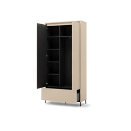 Arte Trend 2 Hallway Cabinet 101Cm - Beige & Black With Led Lighting, Hanging Rail & Drawer - thumbnail 2