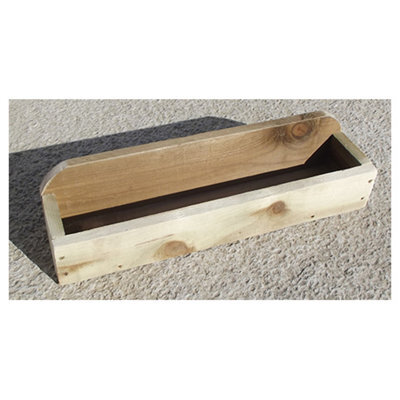 Rough Sawn Wooden Wall Mounted Garden Planter Trough - 60Cm X 15Cm X 8Cm