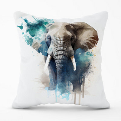Warren Reed Designer Majestic Elephant Splashart Cushions 60Cm X 60Cm - image 1