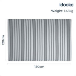 idooka Grey Striped Neutral Outdoor Rug Camping Floor Mat Picnic Blanket 120 X 180Cm - thumbnail 6