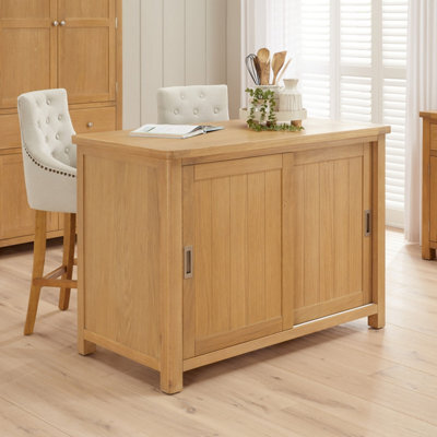 The Furniture Market Marbury Oak Bar Kitchen Island - 2 Seater - image 1