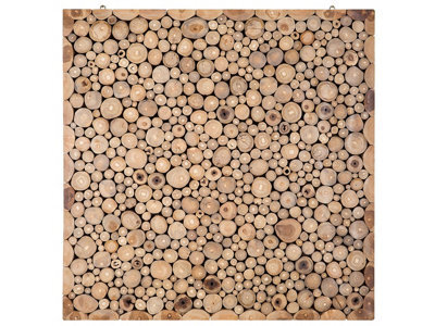 Beliani Wall Decor Twig Teak Wood 85 Cm Light Brown - image 1
