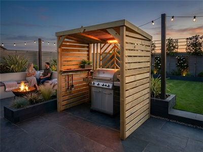 Edecks Deluxe The Grillhouse Wooden Bbq Shelter With Inner Shelves 6 X 7Ft - Full Sides Outdoor Garden Diy Barbecue Grill Gazebo - image 1