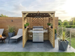 Edecks Deluxe The Grillhouse Wooden Bbq Shelter With Inner Shelves 6 X 7Ft - Full Sides Outdoor Garden Diy Barbecue Grill Gazebo - thumbnail 4