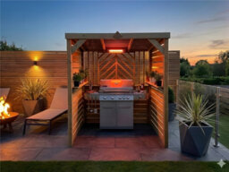 Edecks Deluxe The Grillhouse Wooden Bbq Shelter With Inner Shelves 6 X 7Ft - Full Sides Outdoor Garden Diy Barbecue Grill Gazebo - thumbnail 3