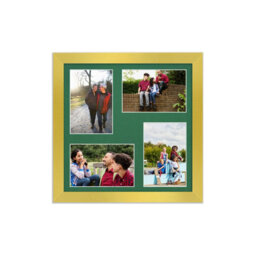 AK Frames 12X12 Gold Modern Multi Photo Frame With Emerald Mount - Holds 4 Apertures (4X) 6X4 Photos