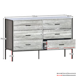 Lassic Vida Designs Brooklyn Grey 6 Drawer Chest (H)795mm (W)1230mm (D)400mm - thumbnail 2