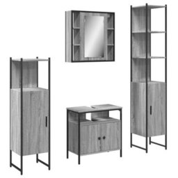 Berkfield 4 Piece Bathroom Cabinet Set Grey Sonoma Engineered Wood - thumbnail 2