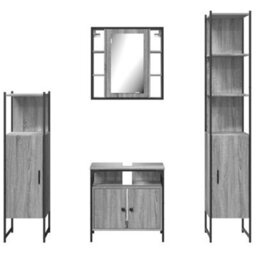Berkfield 4 Piece Bathroom Cabinet Set Grey Sonoma Engineered Wood - thumbnail 6