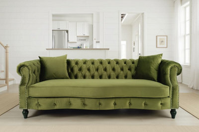Velvet Sage Green 3 Seater Chesterfield Sofa Richmond - image 1