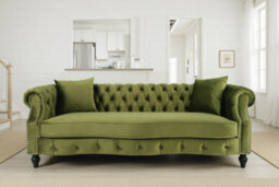 Velvet Sage Green 3 Seater Chesterfield Sofa Richmond
