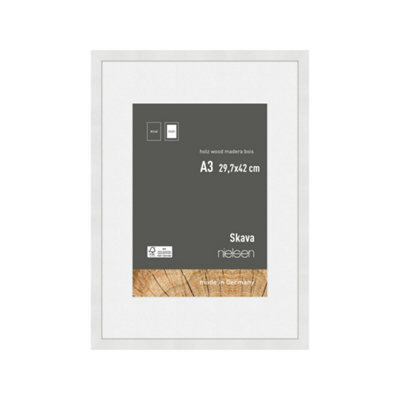 Nielsen Skava A3 White Wooden Picture Frame With A4 Mount, Float Glass And Push/turn Clips - image 1