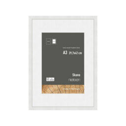 Nielsen Skava A3 White Wooden Picture Frame With A4 Mount, Float Glass And Push/turn Clips