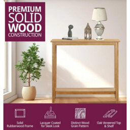 Large Console Table, Oak Veneer Wooden Hallway Side Table, Telephone/plant Stand - thumbnail 4