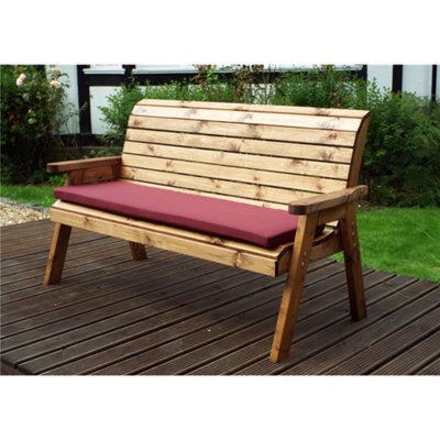 Marlborough Traditional Wooden Three Seater Winchester Bench With 1 X Winchester Cushion Burgundy & 1 X Fitted Cover - image 1