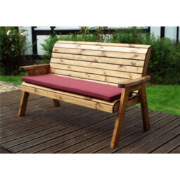 Marlborough Traditional Wooden Three Seater Winchester Bench With 1 X Winchester Cushion Burgundy & 1 X Fitted Cover - thumbnail 1