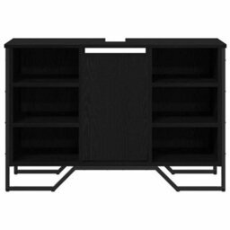 Berkfield Modern Bathroom Sink Cabinet Black Oak 91X35X60 Cm Engineered Wood - thumbnail 5