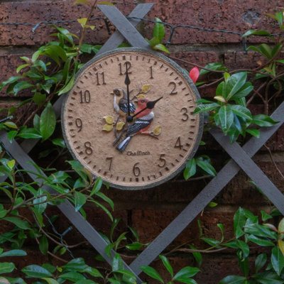 Chaffinch Indoor Or Outdoor Clock - Battery Powered Weather Resistant Wall Or Fence Clock With Bird Design For Home Or Garden - image 1