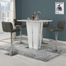 Furniture in Fashion Memphis Glass White Gloss Bar Table 4 Candid White Stools