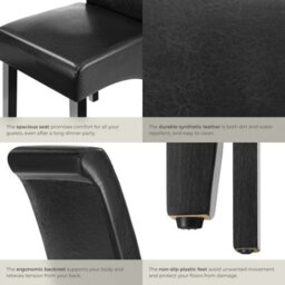 Tectake Set Of 6 Dining Chair - Ergonomic Seat Shape, High Backrest, Padded, Faux Leather  - Black - thumbnail 5