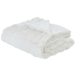 Beliani Blanket Salka Faux Fur 200 X 220 Cm White - thumbnail 1