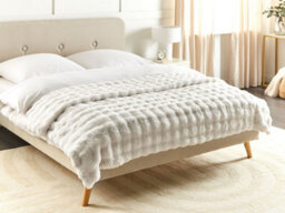Beliani Blanket Salka Faux Fur 200 X 220 Cm White - thumbnail 2