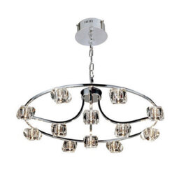 Luminosa Lighting Luminosa Polana Pendant Round 12 Light G4 Polished Chrome, Not Led/cfl Compatible