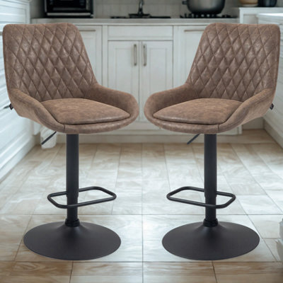 FURNOLD Set Of 2 Modern Faux Leather Bar Stools With Footrest - image 1