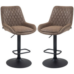 FURNOLD Set Of 2 Modern Faux Leather Bar Stools With Footrest - thumbnail 9