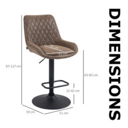FURNOLD Set Of 2 Modern Faux Leather Bar Stools With Footrest - thumbnail 8