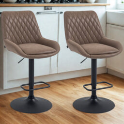 FURNOLD Set Of 2 Modern Faux Leather Bar Stools With Footrest - thumbnail 5