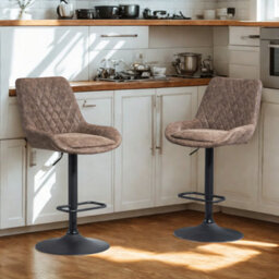 FURNOLD Set Of 2 Modern Faux Leather Bar Stools With Footrest - thumbnail 6