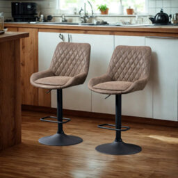 FURNOLD Set Of 2 Modern Faux Leather Bar Stools With Footrest - thumbnail 2