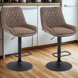FURNOLD Set Of 2 Modern Faux Leather Bar Stools With Footrest - thumbnail 3