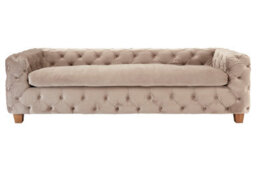 Orsina Functional Sturdy Coffee Velvet 3 Seat Sofa, Stylish Mid Century Sofa For Bedroom, Comfortable 3 Seater Sofa - thumbnail 1