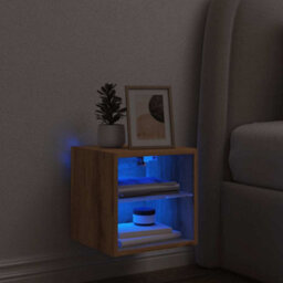 Berkfield Tv Wall Cabinet With Led Lights Artisan Oak 30X28.5X30 Cm - thumbnail 5