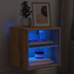 Berkfield Tv Wall Cabinet With Led Lights Artisan Oak 30X28.5X30 Cm - thumbnail 7