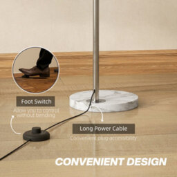 Homcom Arc Floor Lamp For Living Room, Free Standing Tall Lamp, Silver Tone - thumbnail 7