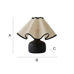 Valuelights Emilia Black Ceramic Table Lamp With Linen Wave Shade And Bulb - thumbnail 7