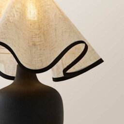 Valuelights Emilia Black Ceramic Table Lamp With Linen Wave Shade And Bulb - thumbnail 5