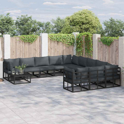 Berkfield Garden Sofa Set With Cushion 11 Pcs Black Aluminium - image 1