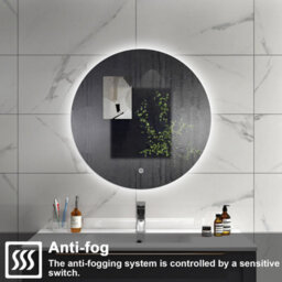 Sline 800mm Backlit Round Bathroom Mirror With Led Lights Dimmable White Colour Anti-Fog Touch Control Memory Function - thumbnail 4