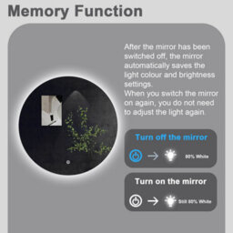 Sline 800mm Backlit Round Bathroom Mirror With Led Lights Dimmable White Colour Anti-Fog Touch Control Memory Function - thumbnail 6